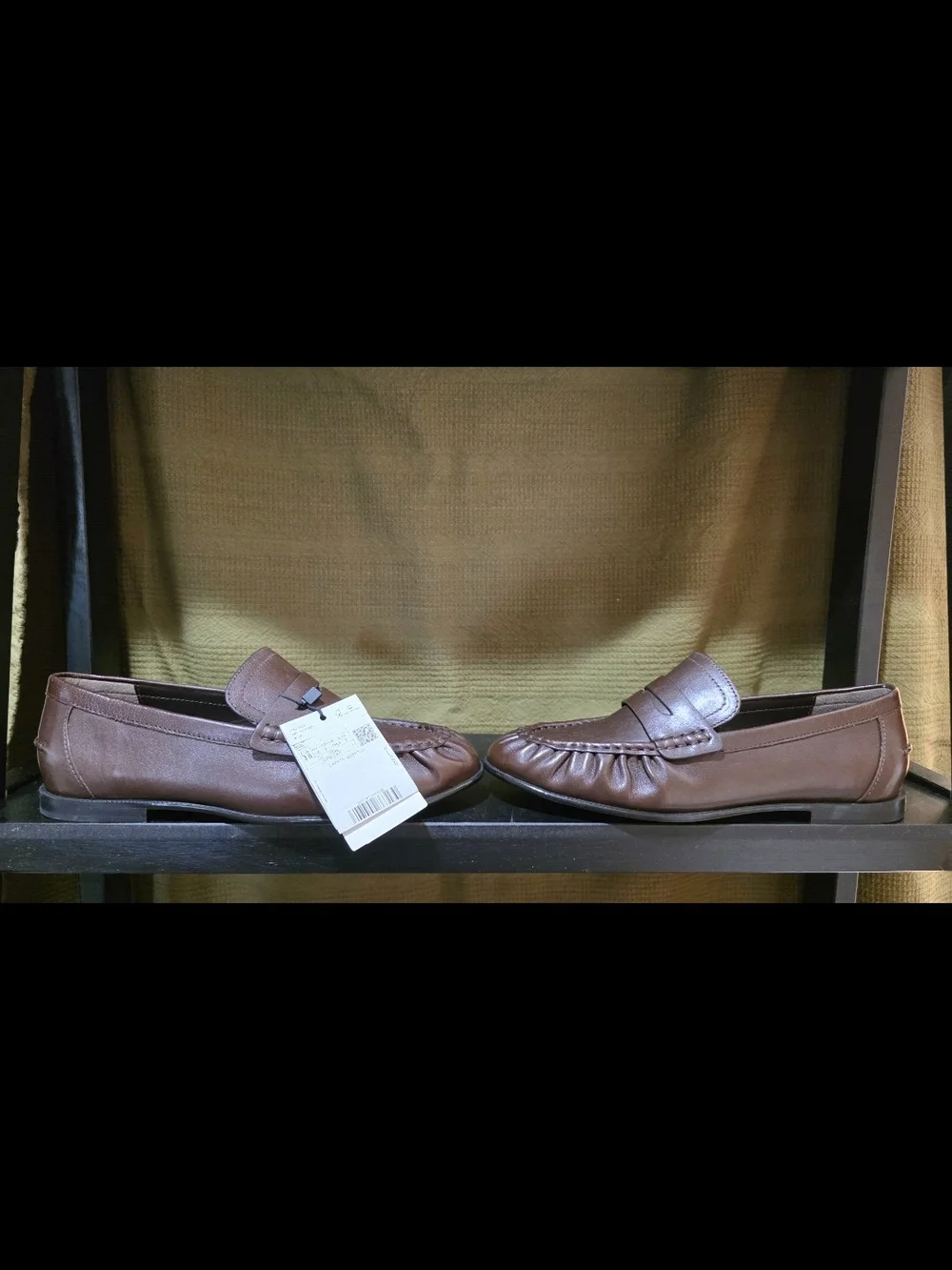 Mango Brown Leather Penny Loafers for Women